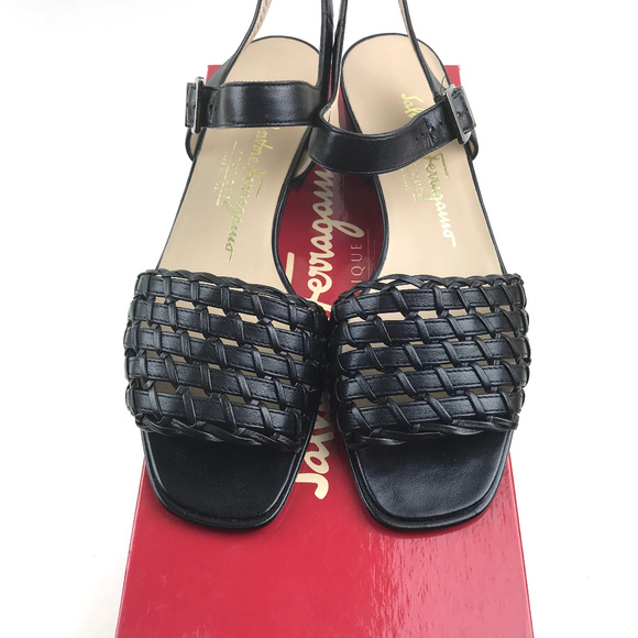 Salvatore Ferragamo Sandals 7.5 Black Low Heel - Picture 3 of 8